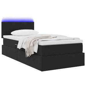 Letto con contenitore e LED con led Nero 90 x 200 cm Velluto 3371309