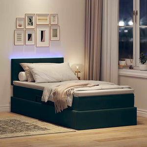 Letto con contenitore e LED Verde Scuro 100 x 200 cm Velluto 3371316
