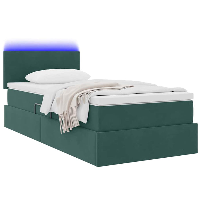 Letto con contenitore e LED Verde Scuro 100 x 200 cm Velluto 3371316