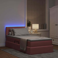 Letto con contenitore e LED con led Rosa 100 x 200 cm Velluto 3371318