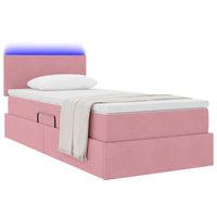 Letto con contenitore e LED con led Rosa 100 x 200 cm Velluto 3371318