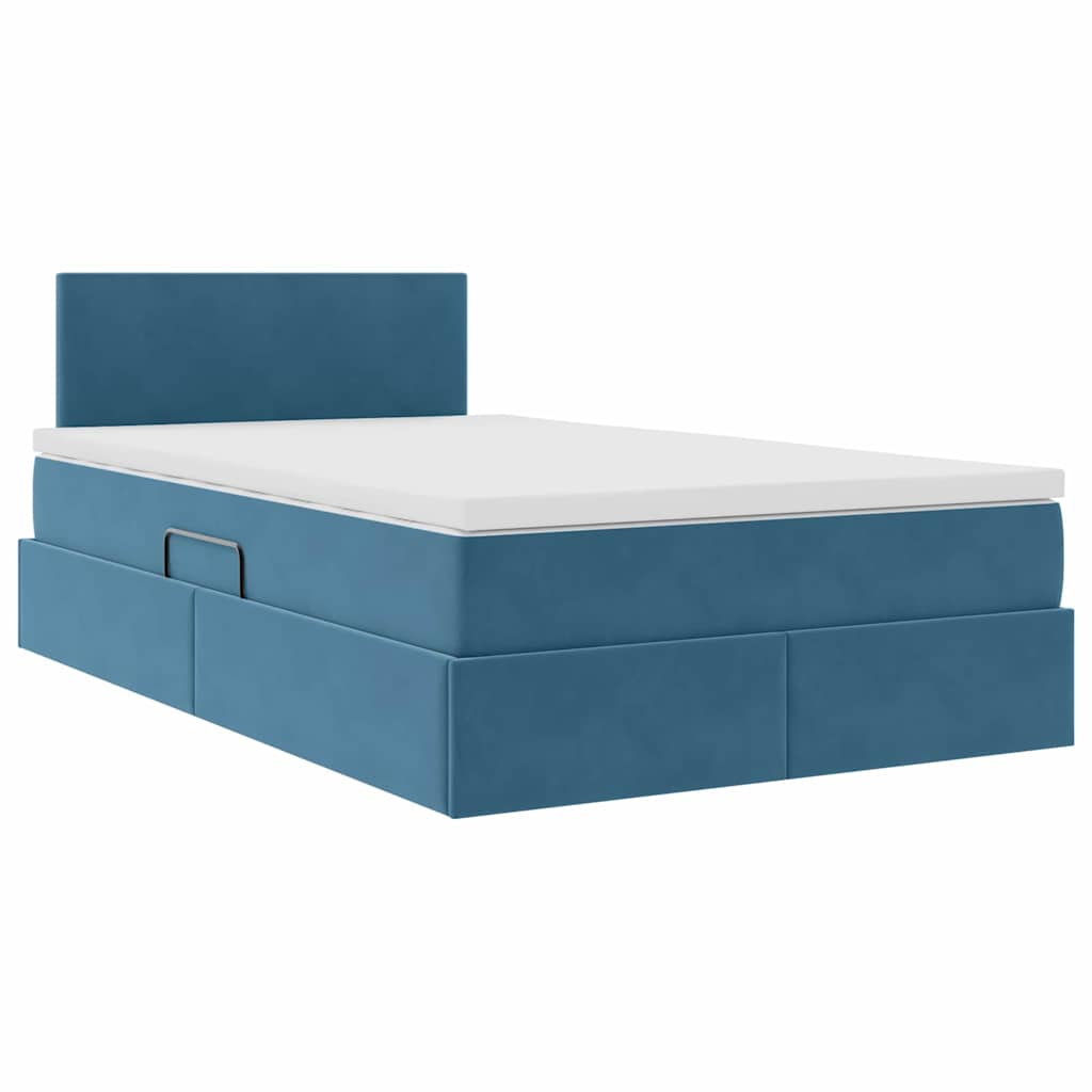 Letto con contenitore e LED Blu 120 x 190 cm Velluto 3371323