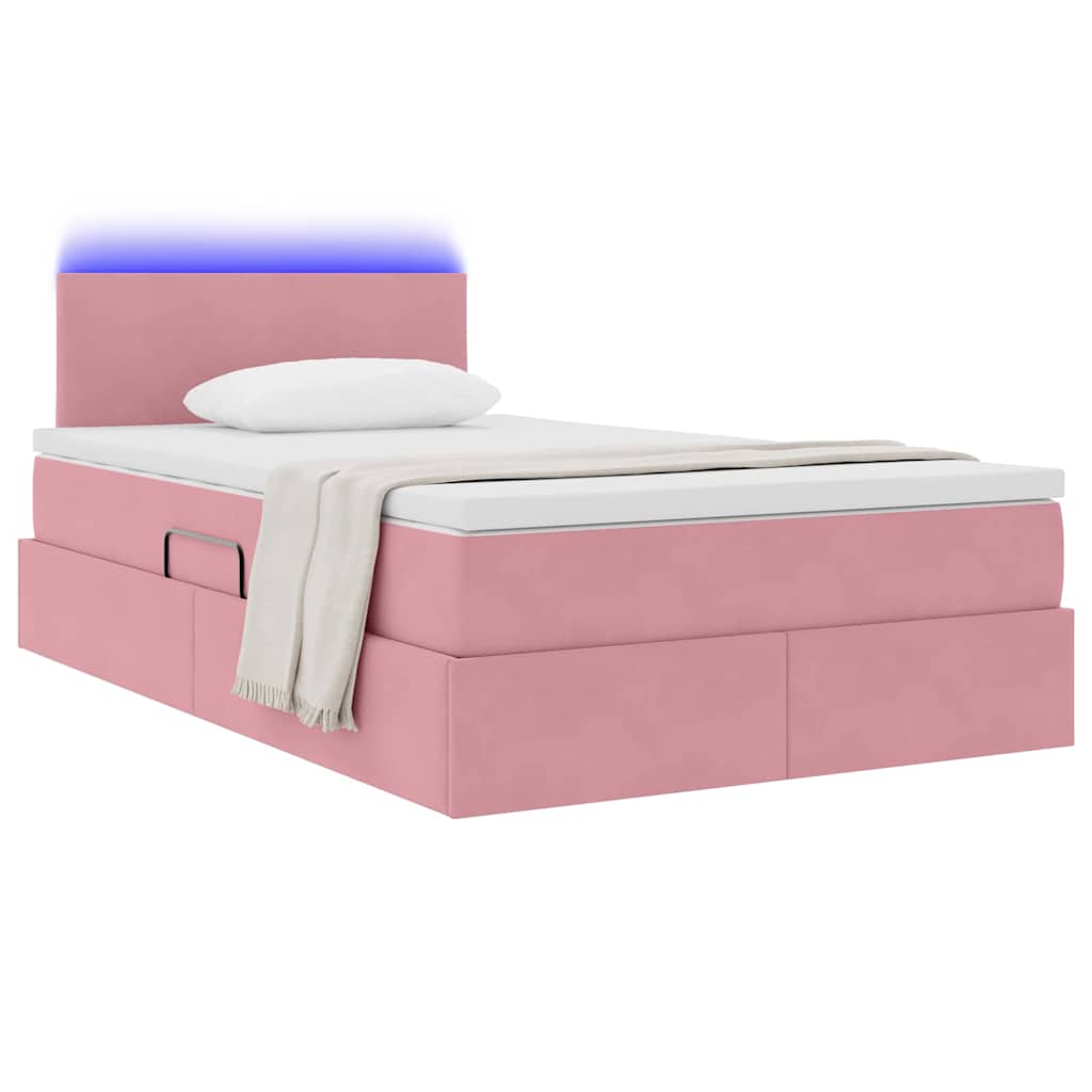 Letto con contenitore e LED Rosa 120 x 200 cm Velluto 3371330