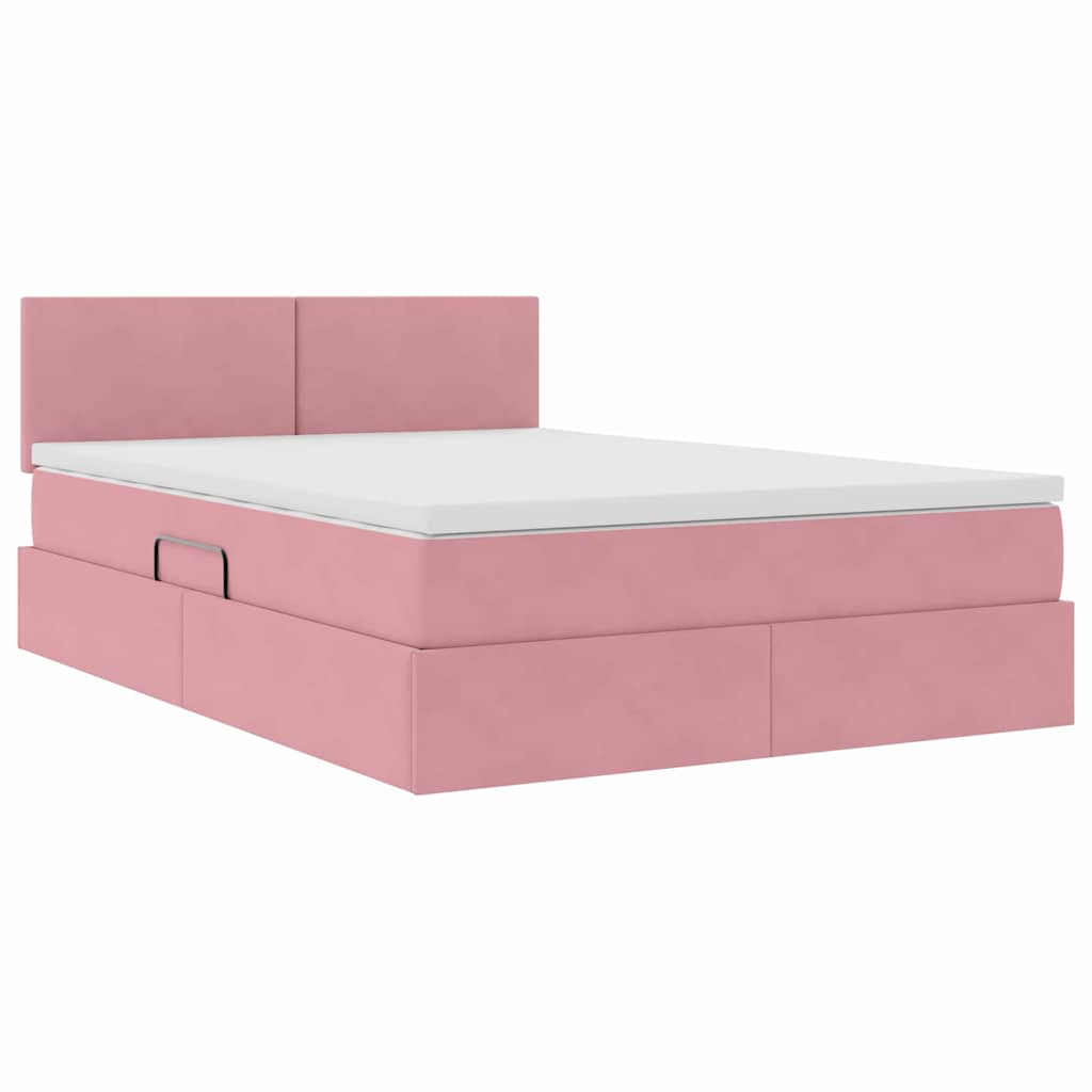 Letto con luci a strisce a LED Rosa 140 x 190 cm Velluto 3371336
