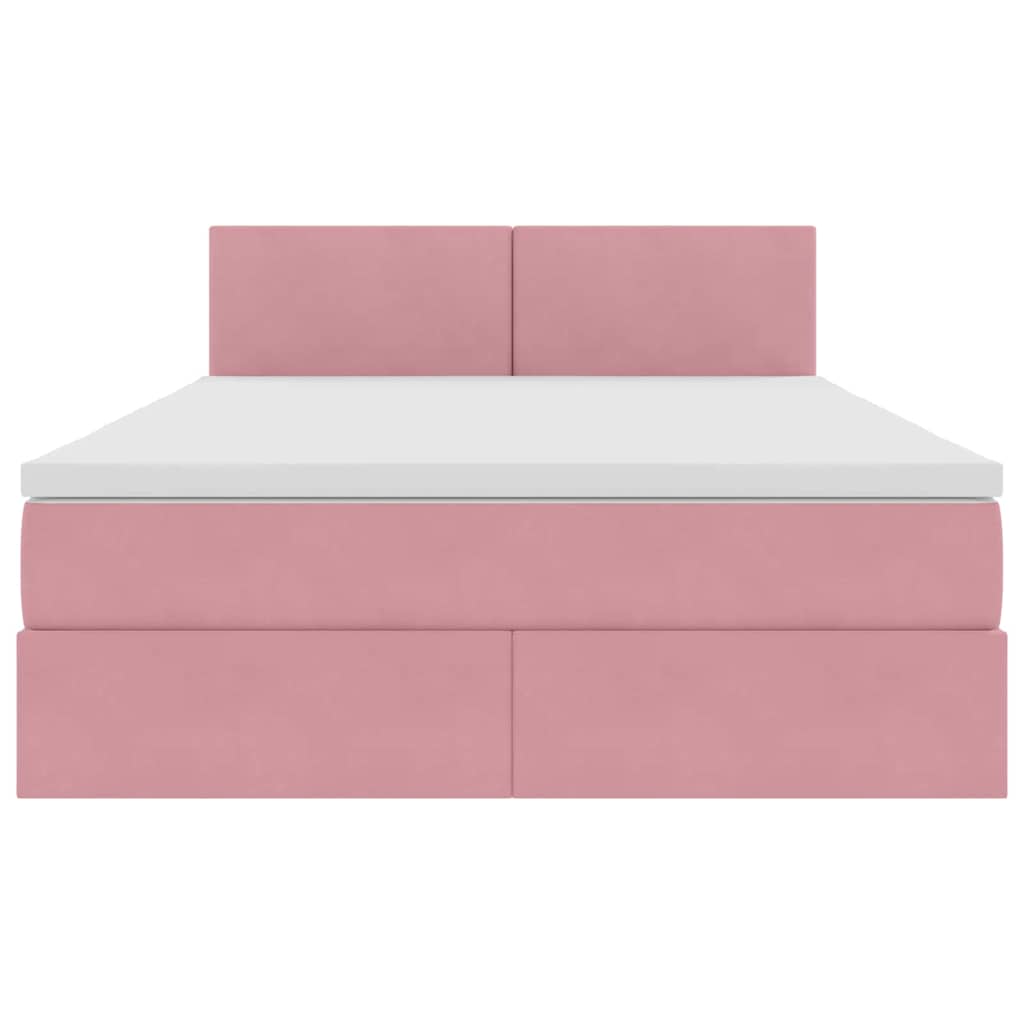 Letto con luci a strisce a LED Rosa 140 x 190 cm Velluto 3371336