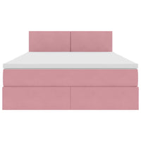Letto con luci a strisce a LED Rosa 140 x 190 cm Velluto 3371336