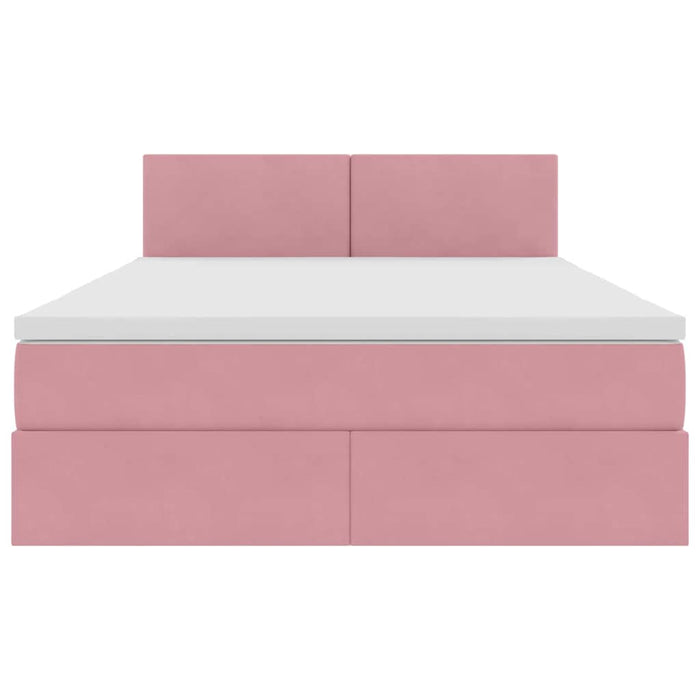 Letto con luci a strisce a LED Rosa 140 x 190 cm Velluto 3371336
