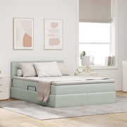 Letto con contenitore e LED Grigio chiaro 140 x 200 cm Velluto