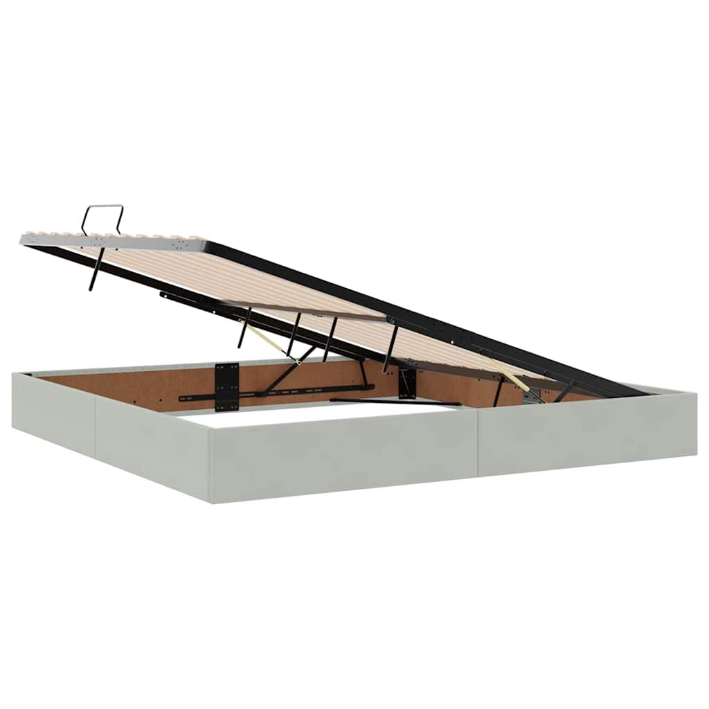 Letto con contenitore e LED Grigio chiaro 200 x 200 cm Velluto