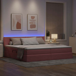Letto con luci a strisce a LED Rosa 200 x 200 cm Velluto 3371360