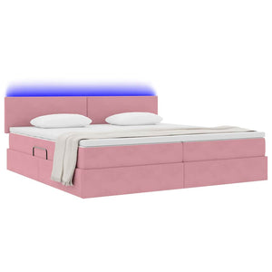 Letto con luci a strisce a LED Rosa 200 x 200 cm Velluto 3371360