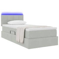Letto con contenitore e LED Grigio chiaro 90 x 200 cm Velluto 3371367