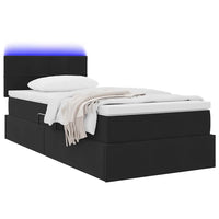 Letto con contenitore e LED con led Nero 90 x 200 cm Velluto 3371369