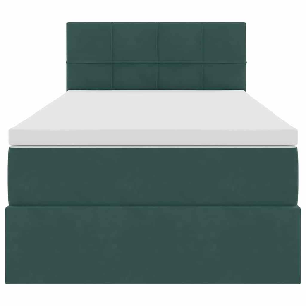 Letto con contenitore e LED Verde Scuro 100 x 200 cm Velluto 3371376