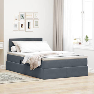 Letto con contenitore e LED Grigio scuro 120 x 190 cm Velluto 3371380