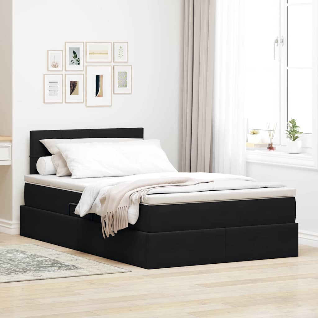 Letto con contenitore e LED Nero 120 x 190 cm Velluto 3371381