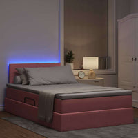 Letto con contenitore e LED con led Rosa 120 x 200 cm Velluto 3371390