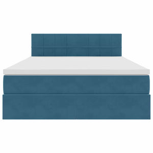 Letto con luci a strisce a LED Blu Scuro 140 x 190 cm Velluto 3371395