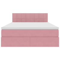Letto con contenitore e LED Rosa 140 x 190 cm Velluto 3371396