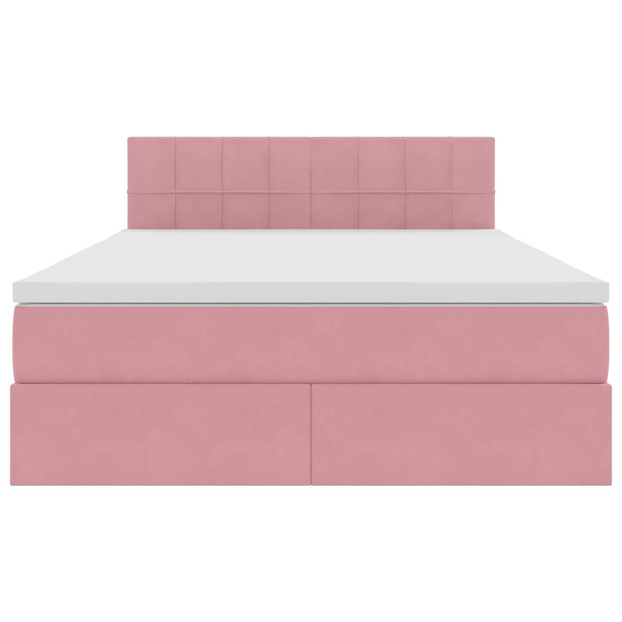 Letto con contenitore e LED Rosa 140 x 190 cm Velluto 3371396