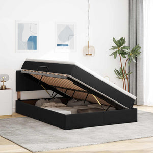 Letto con contenitore e LED con led Nero 140 x 200 cm Velluto 3371399