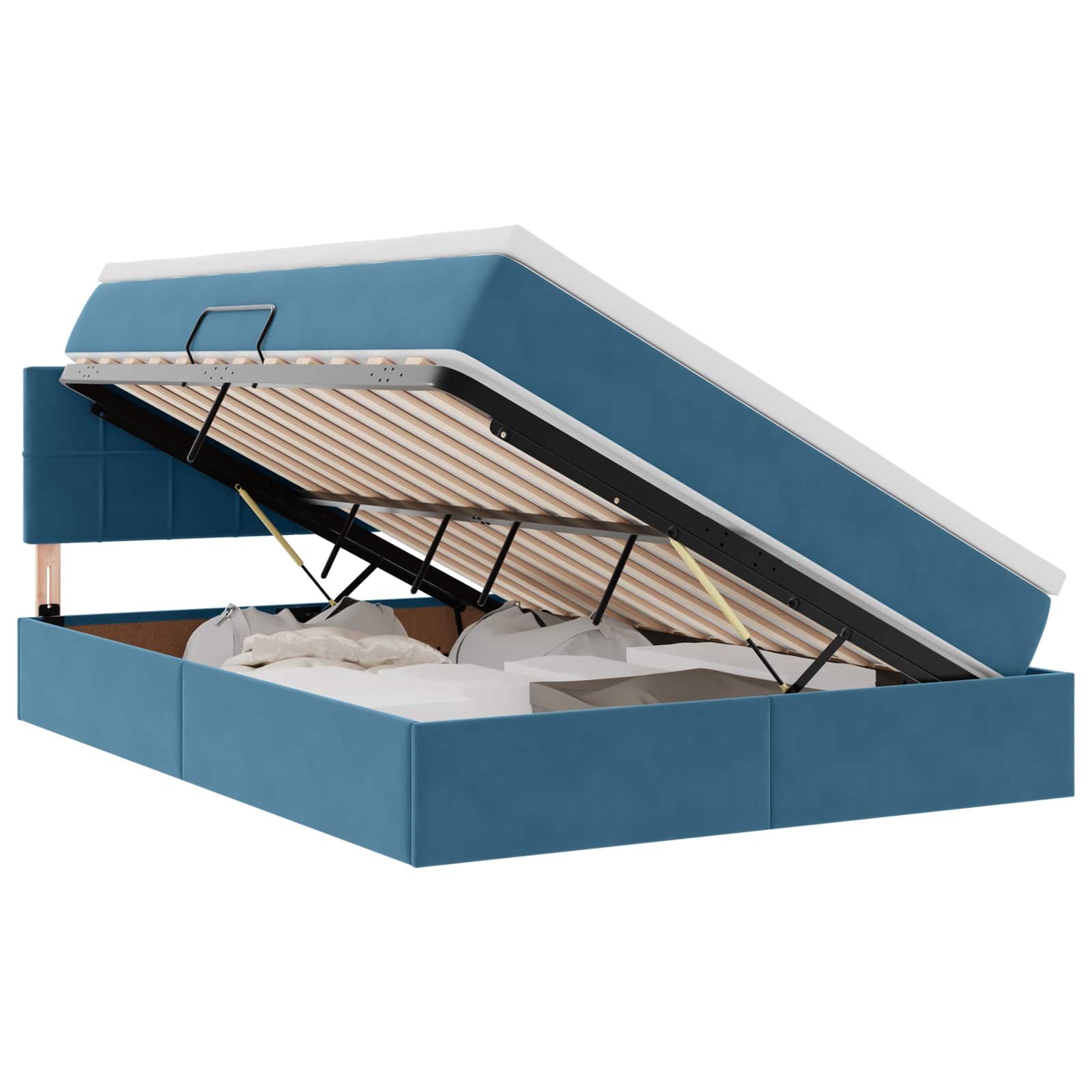 Letto con luci a strisce a LED Blu Scuro 140 x 200 cm Velluto 3371401