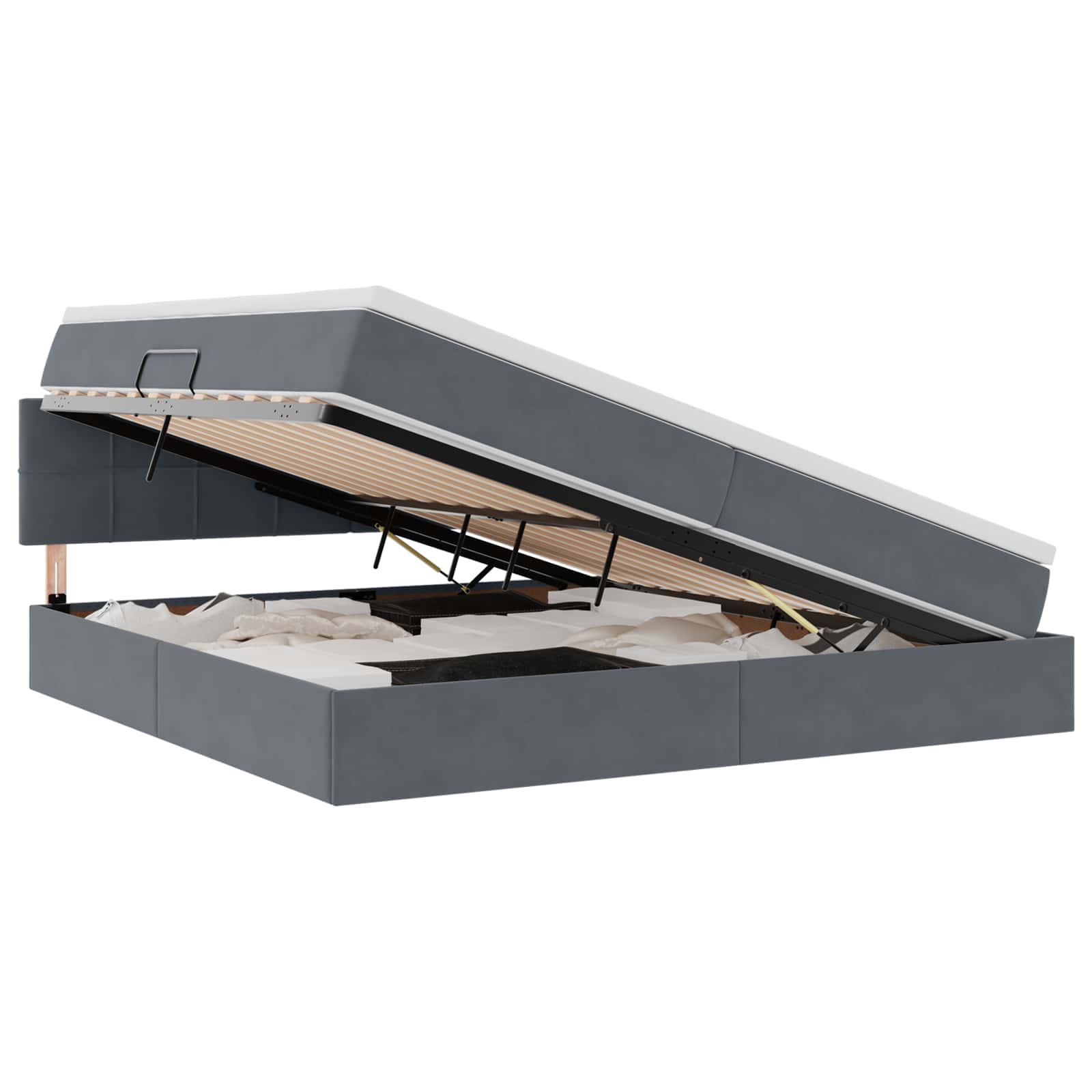 Letto con contenitore e LED Grigio scuro 200 x 200 cm Velluto 3371416