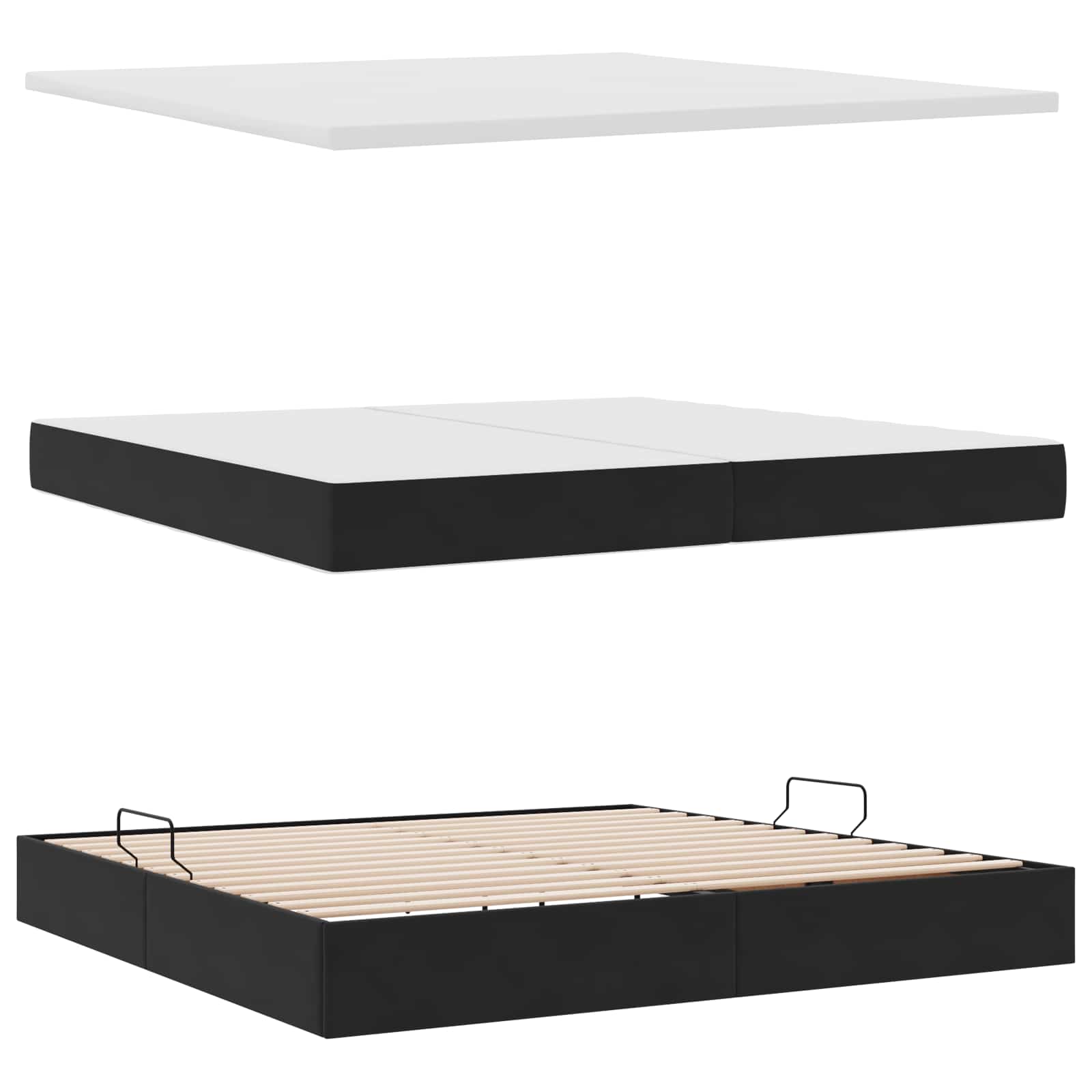 Letto con contenitore e LED con led Nero 200 x 200 cm Velluto 3371417