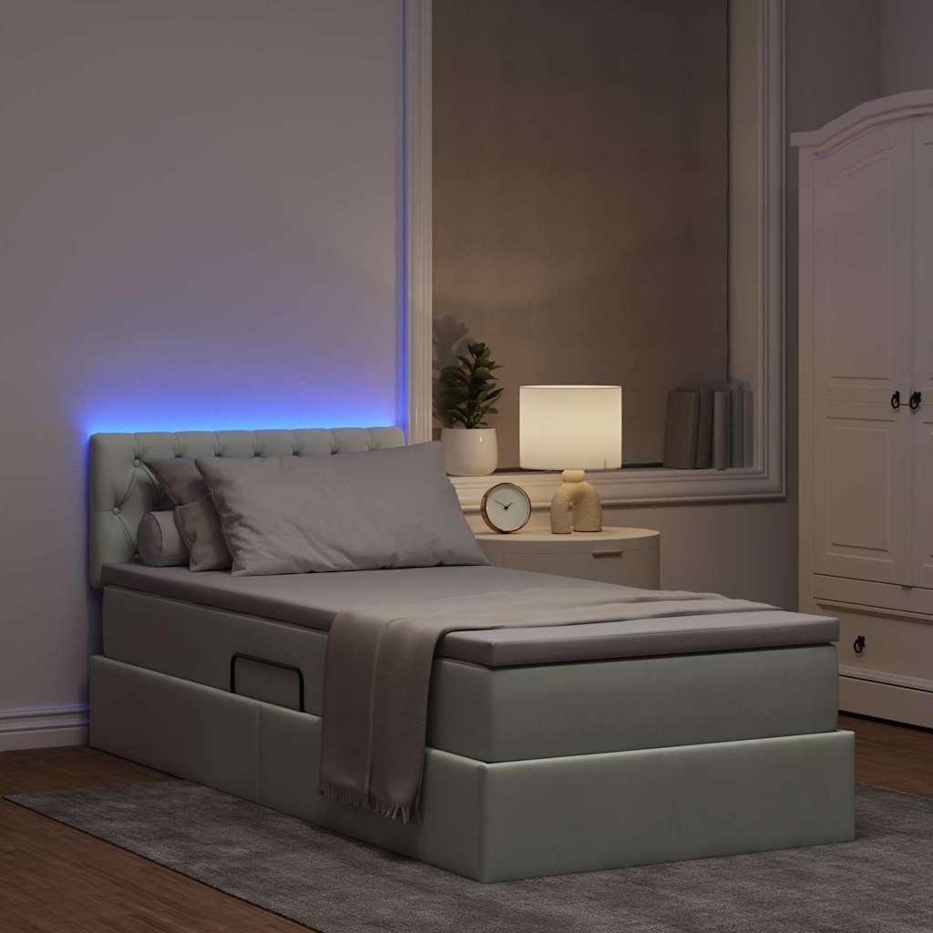 Letto con contenitore e LED Grigio chiaro 90 x 190 cm Velluto 3371421