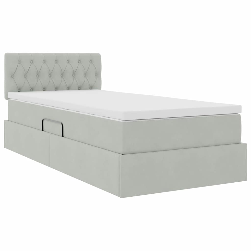 Letto con contenitore e LED Grigio chiaro 90 x 190 cm Velluto 3371421
