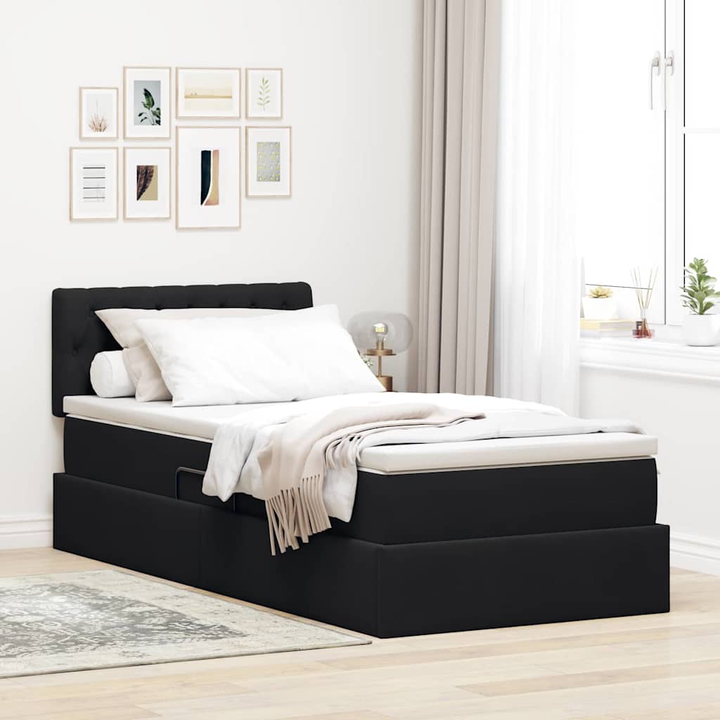 Letto con contenitore e LED con led Nero 90 x 190 cm Velluto 3371423