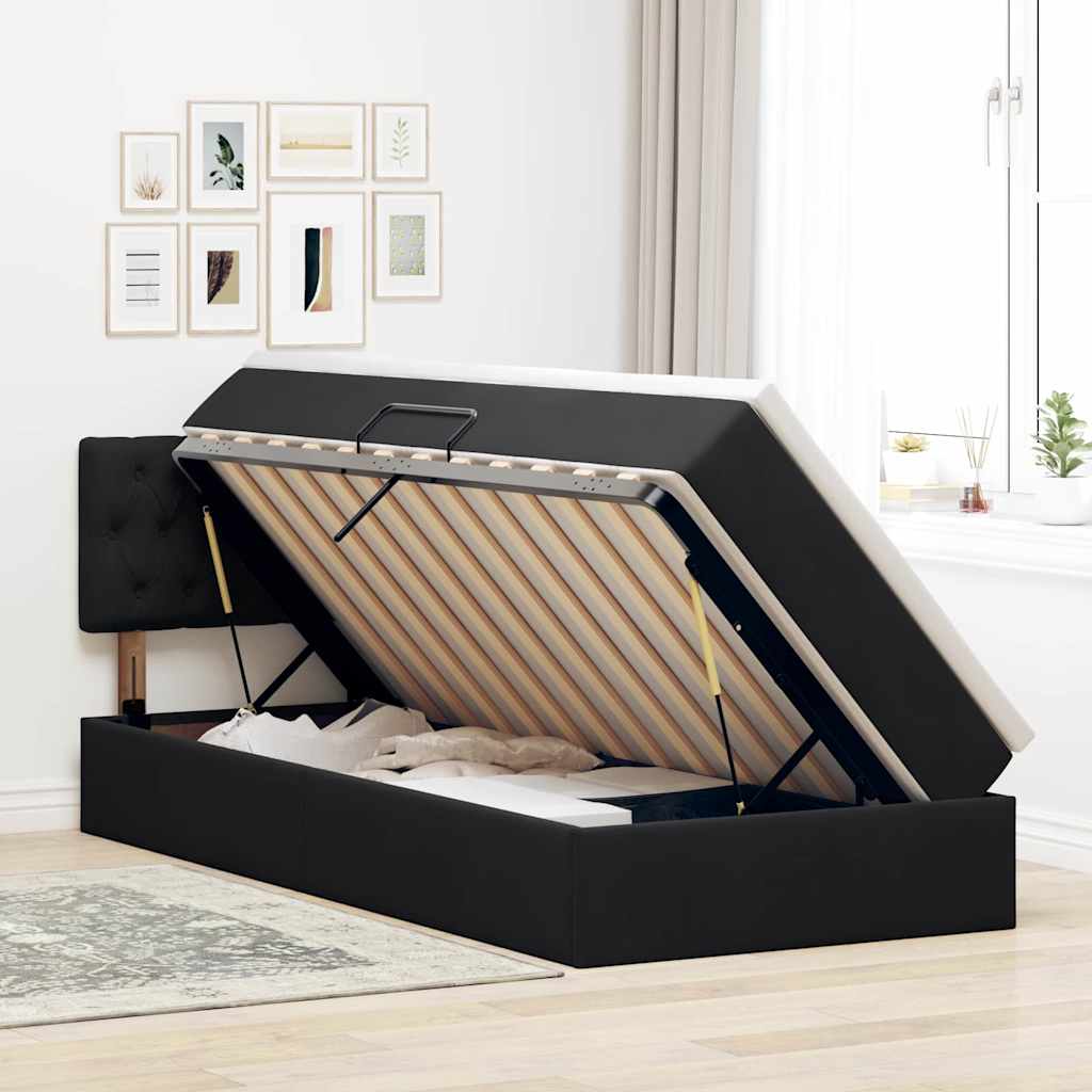 Letto con contenitore e LED con led Nero 90 x 190 cm Velluto 3371423