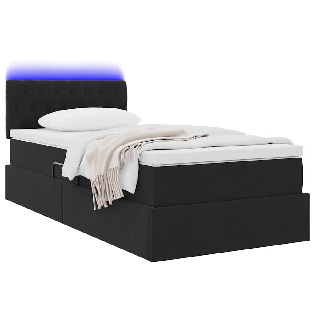 Letto con contenitore e LED con led Nero 90 x 190 cm Velluto 3371423