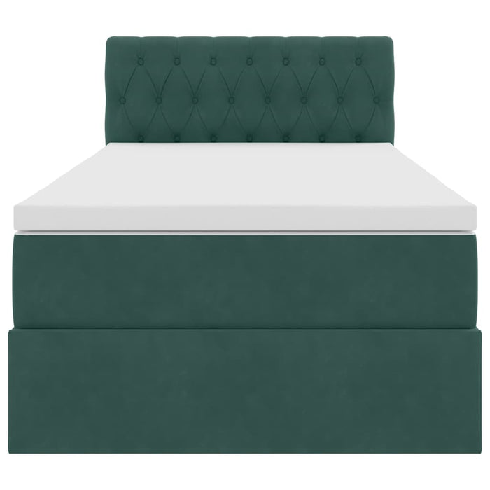 Letto con contenitore e LED Verde Scuro 90 x 190 cm Velluto 3371424