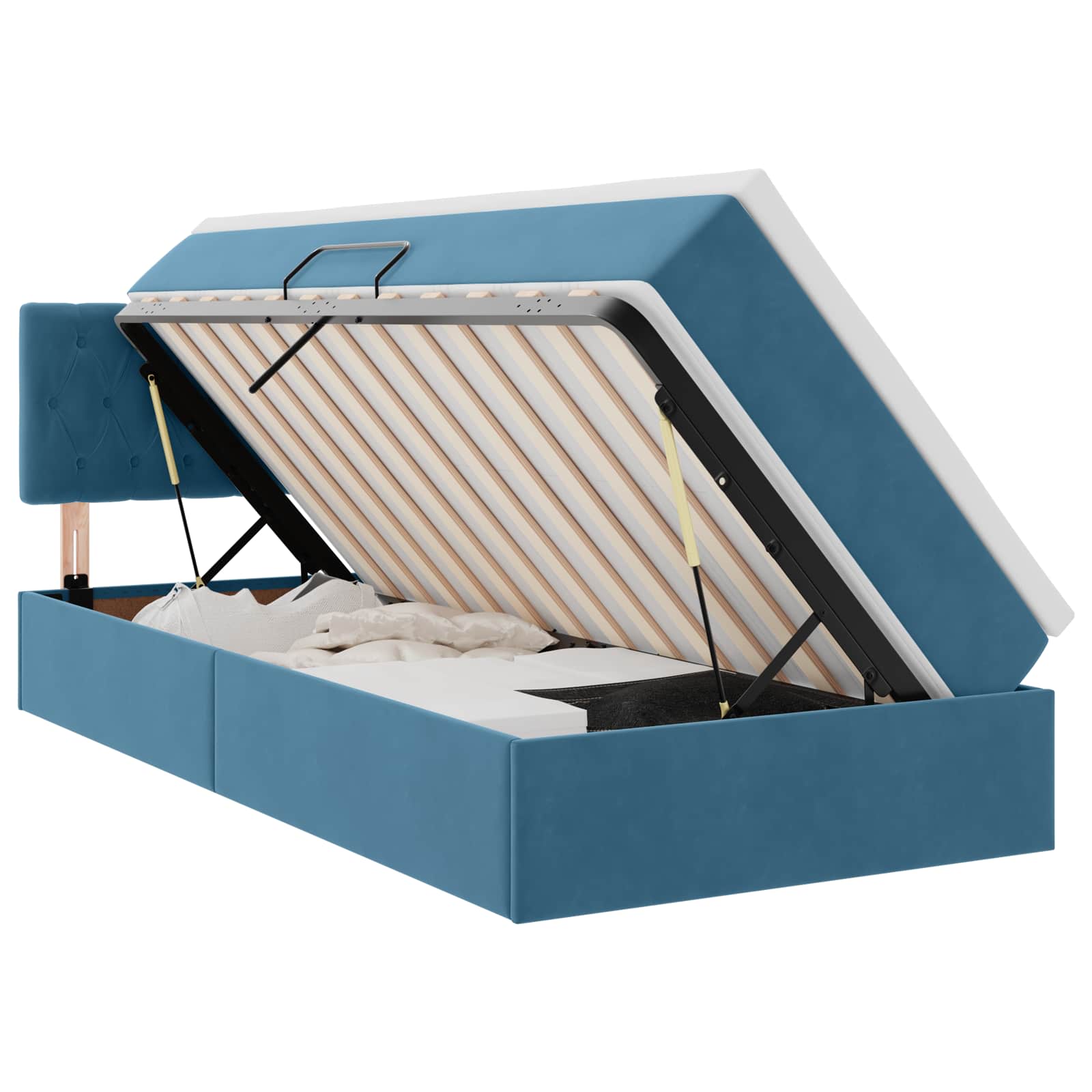Letto con contenitore e LED Blu Scuro 90 x 190 cm Velluto 3371425