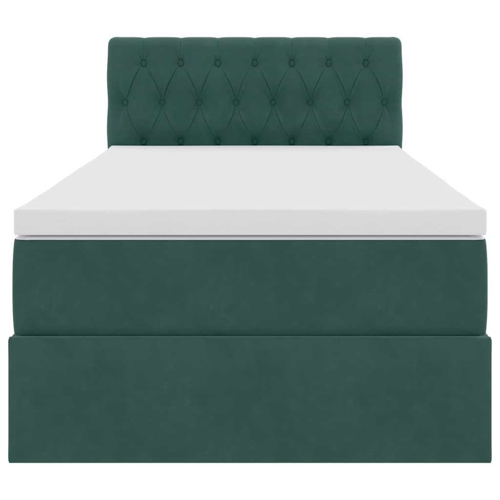 Letto con contenitore e LED Verde Scuro 90 x 200 cm Velluto 3371430