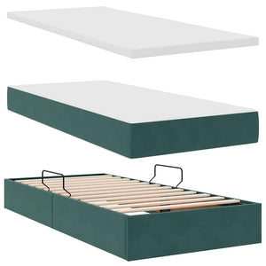 Letto con contenitore e LED Verde Scuro 90 x 200 cm Velluto 3371430