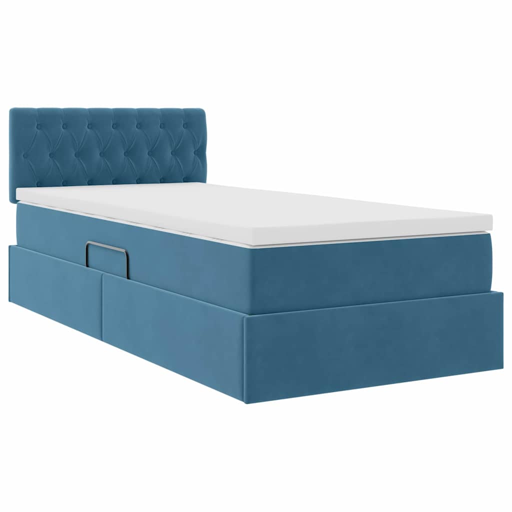 Letto con contenitore e LED Blu Scuro 90 x 200 cm Velluto 3371431