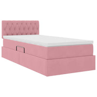 Letto con contenitore e LED con led Rosa 90 x 200 cm Velluto 3371432