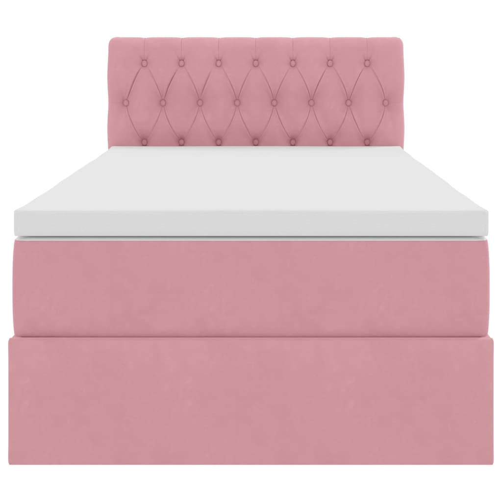 Letto con contenitore e LED con led Rosa 90 x 200 cm Velluto 3371432