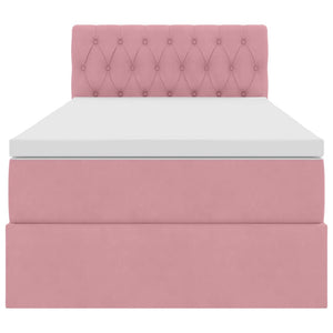 Letto con contenitore e LED con led Rosa 90 x 200 cm Velluto 3371432