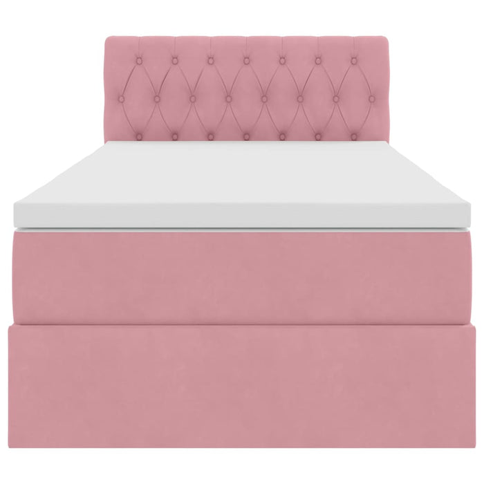 Letto con contenitore e LED con led Rosa 90 x 200 cm Velluto 3371432