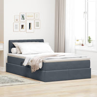 Letto con contenitore e LED Grigio scuro 120 x 190 cm Velluto 3371440