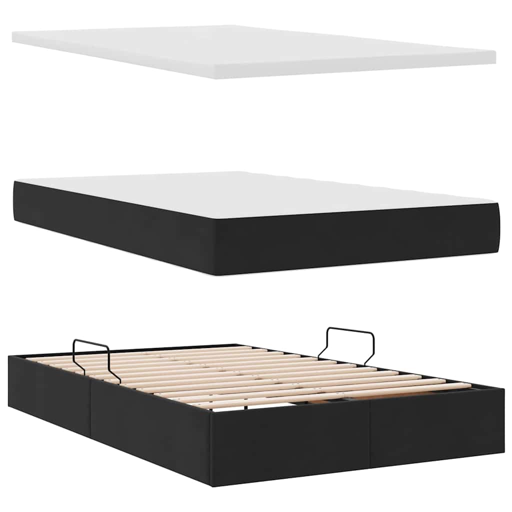 Letto con contenitore e LED Nero 120 x 190 cm Velluto 3371441