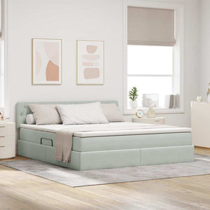 Letto con contenitore e LED Grigio chiaro 160 x 200 cm Velluto 3371463