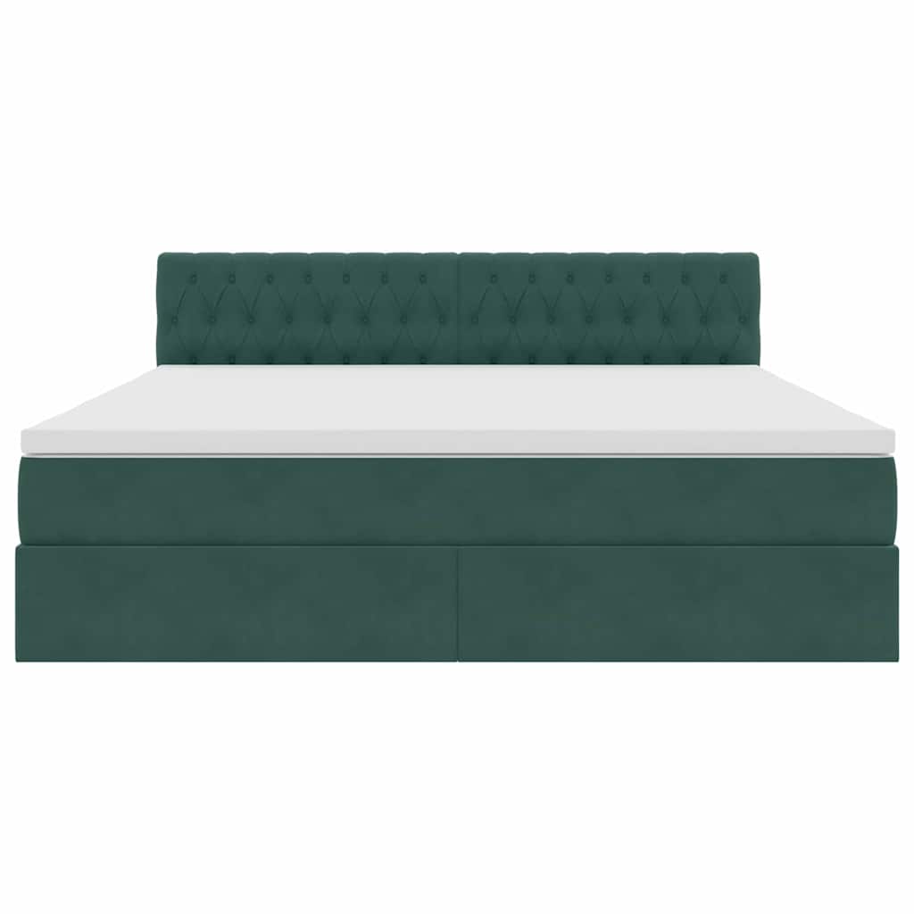 Letto con contenitore e LED Verde Scuro 180 x 200 cm Velluto 3371472