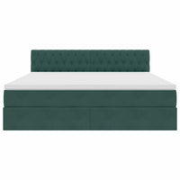 Letto con contenitore e LED Verde Scuro 180 x 200 cm Velluto 3371472