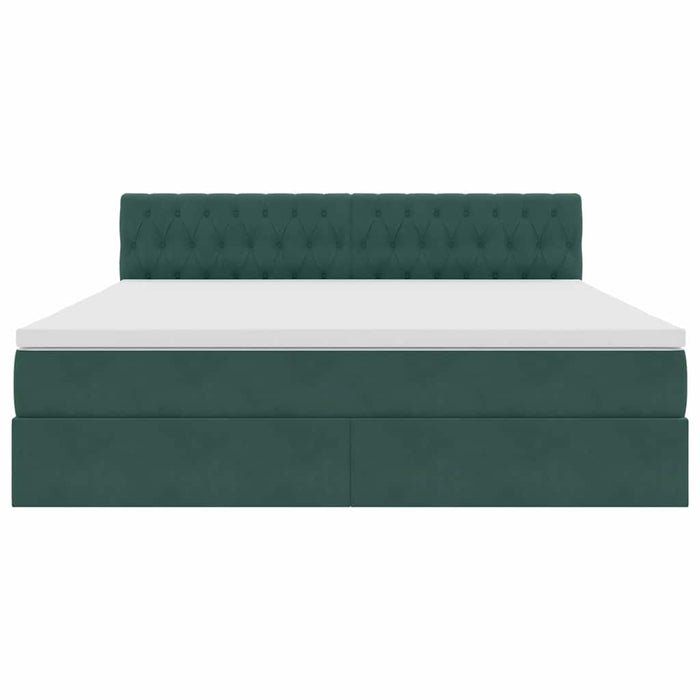 Letto con contenitore e LED Verde Scuro 180 x 200 cm Velluto 3371472