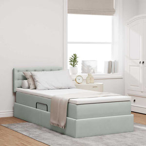 Letto con contenitore e LED Grigio chiaro 90 x 190 cm Velluto 3371481