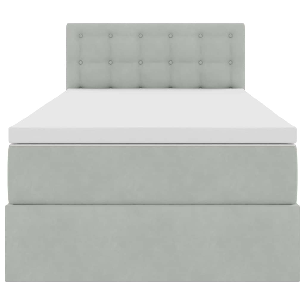 Letto con contenitore e LED Grigio chiaro 90 x 190 cm Velluto 3371481